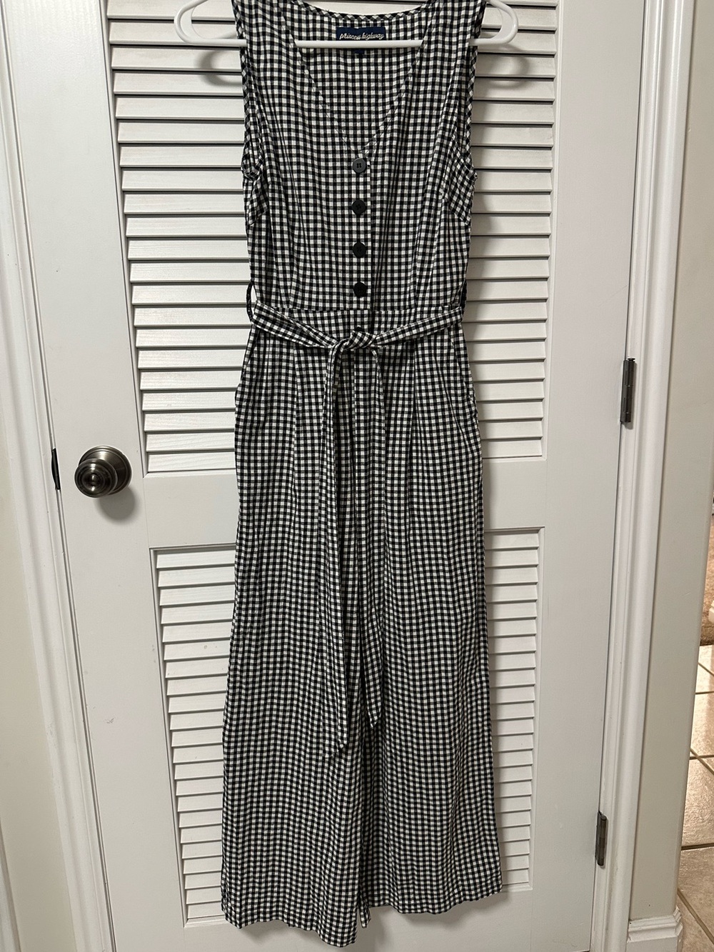 Princess Highway Black and White Gingham Jumpsuit with Waist Tie